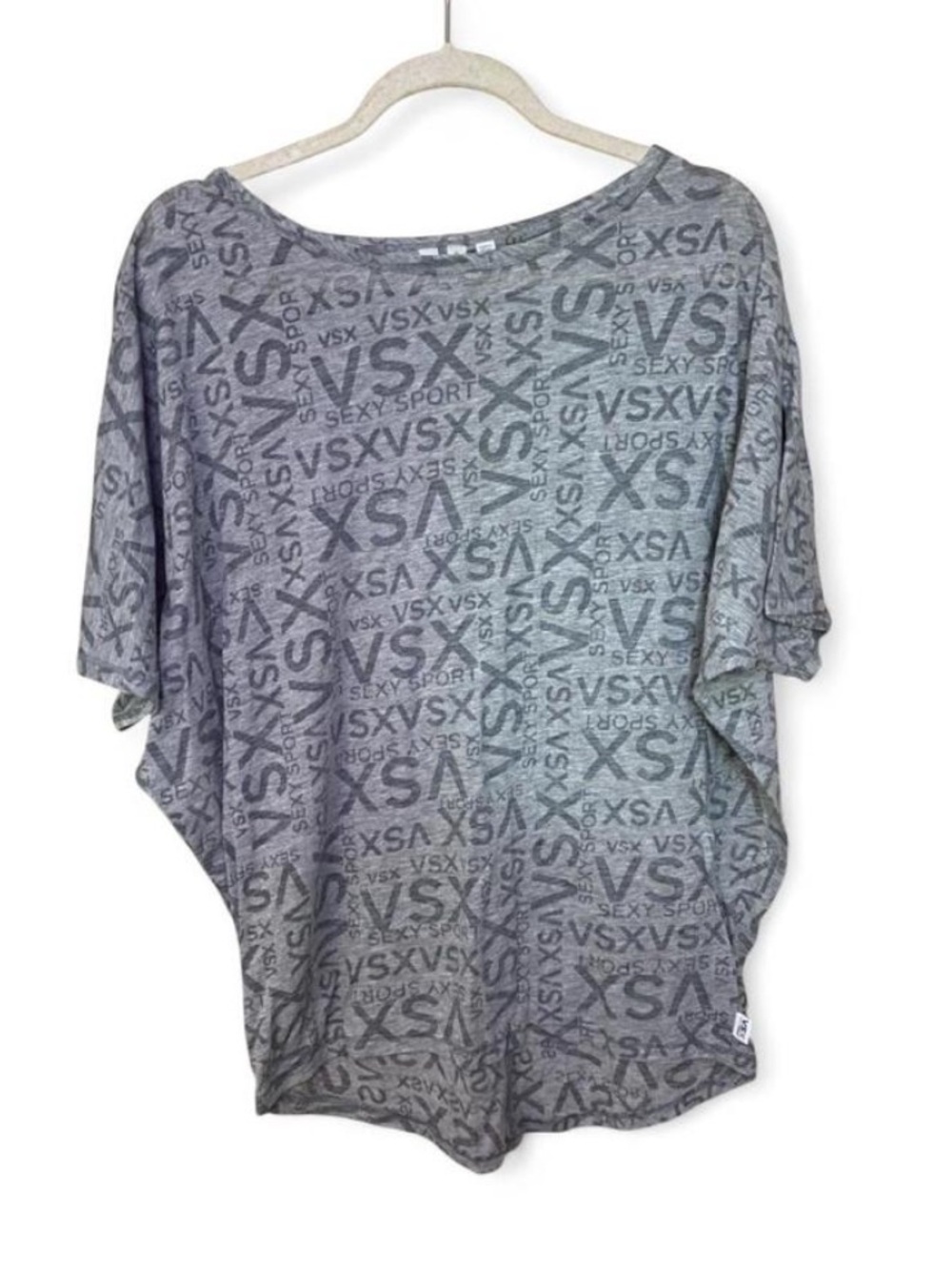 Y2K Victoria's Secret Gray VSX Logo Dolman Tee Yoga Athleisure Pilates Medium